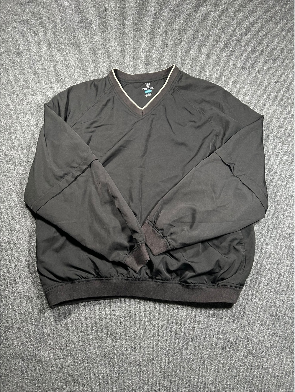 Pro Tour Men's Black V-Neck Pullover Windbreaker XL